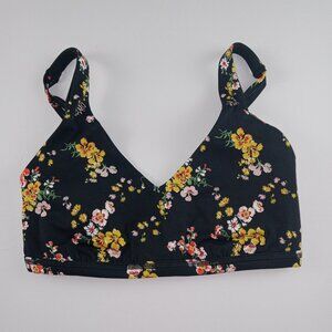 Offline by Aerie Women's Goals Plunge Sports Bra Size Small True Black Floral